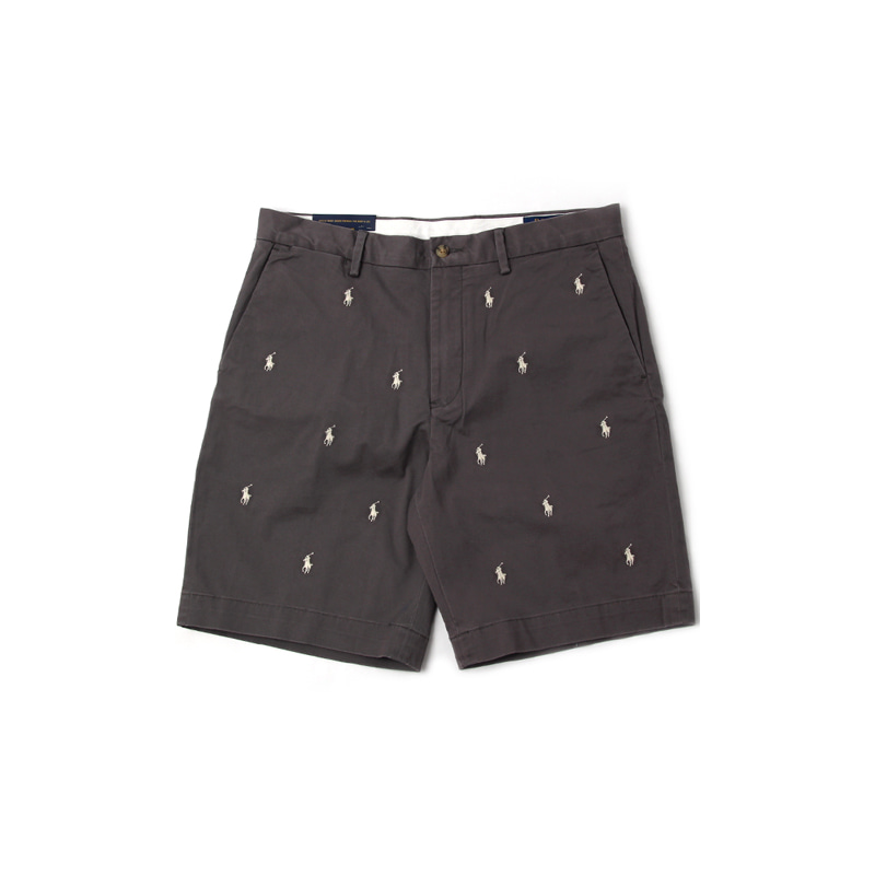 STRETCH CLASSIC FIT 9&quot; ALL OVER PONY SHORTS (GREY)