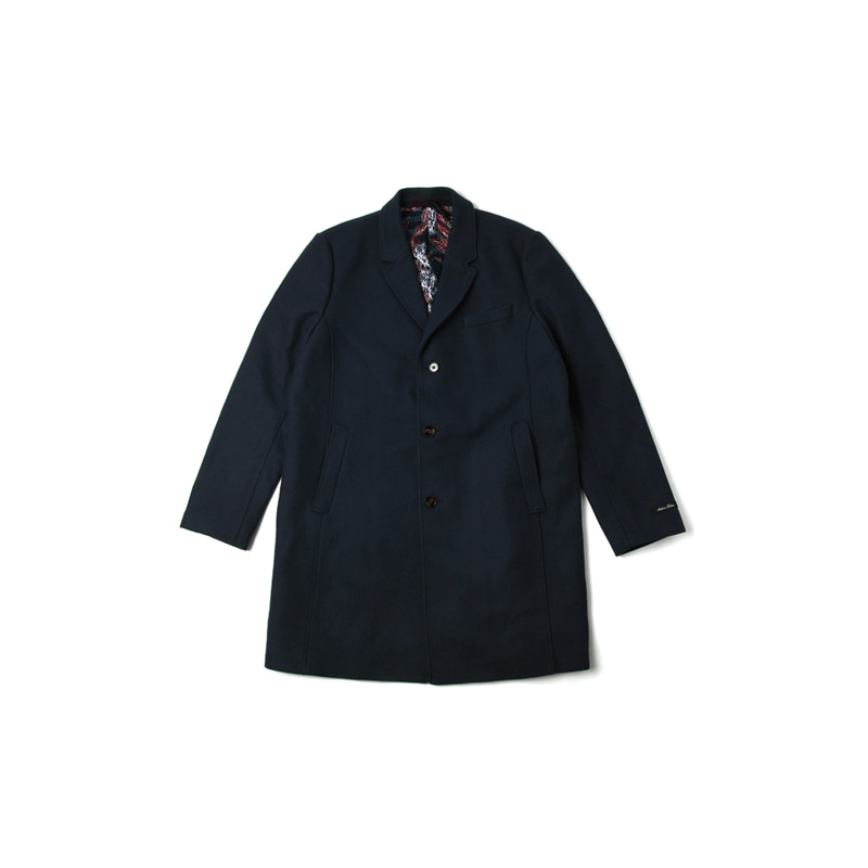BOUCLE 3 BUTTON OVERCOAT (NAVY)