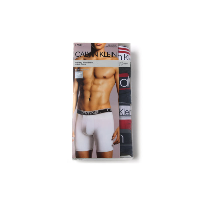 BOXER BRIEF COTTON STRETCH 4 PACK (GREY/NAVY/RED/NAVY)