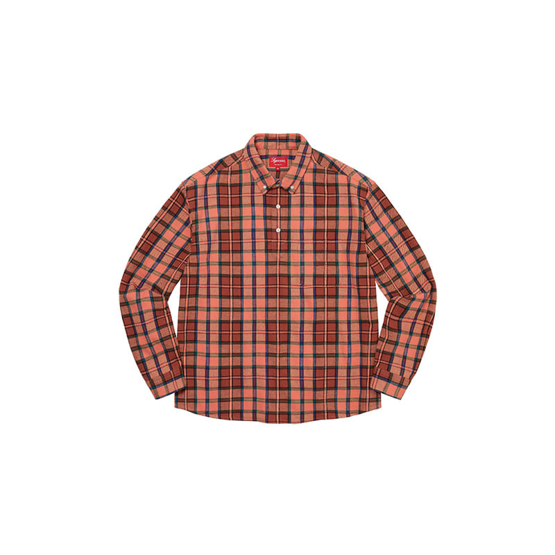 PULL OVER PLAID FLANNEL SHIRT (PINK)
