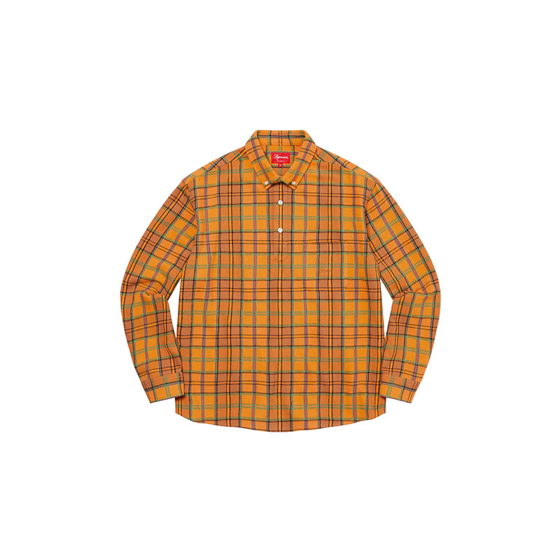 PULL OVER PLAID FLANNEL SHIRT (GOLD)