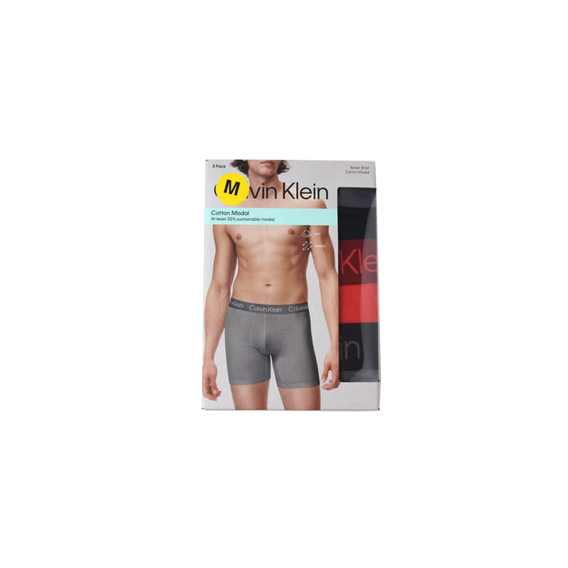 BOXER BRIEF COTTON MODAL 3PACK (BLACK/RED/GREY)