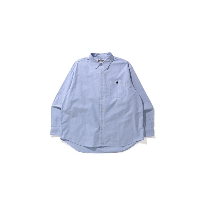STRIPE ONE POINT LOOSE FIT SHIRTS (BLUE)