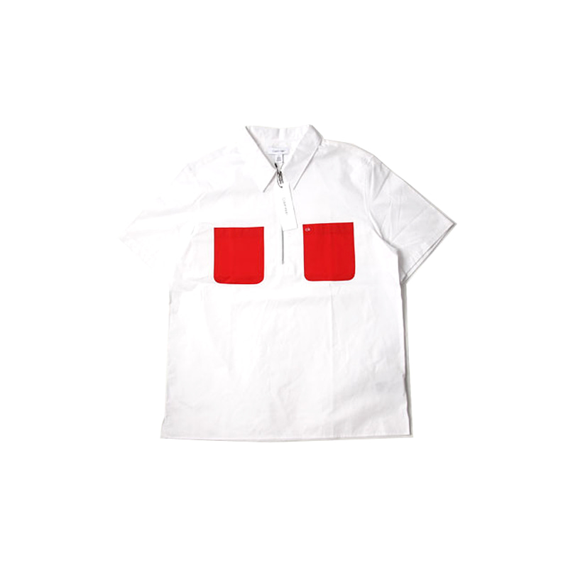 40297 COLORED POCKET HALF S/S (WHITE/RED)