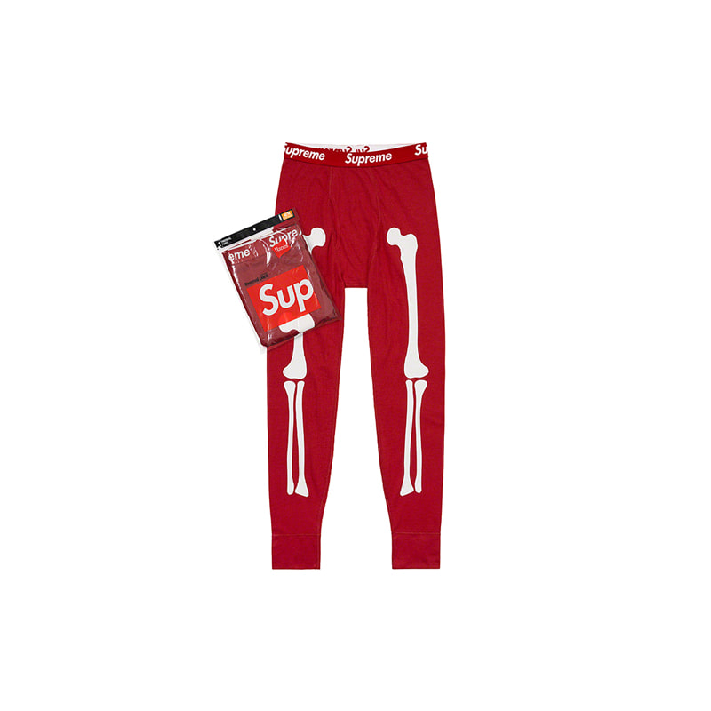 SUPREME X HANES BONES THERMAL PANTS (RED)