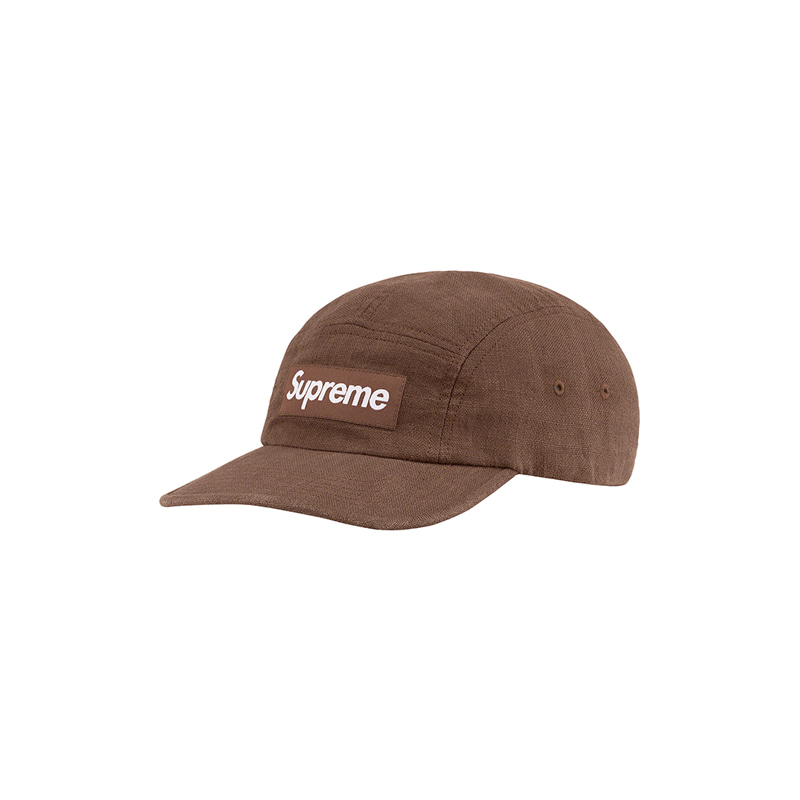 LINEN FITTED CAMP CAP (BROWN)