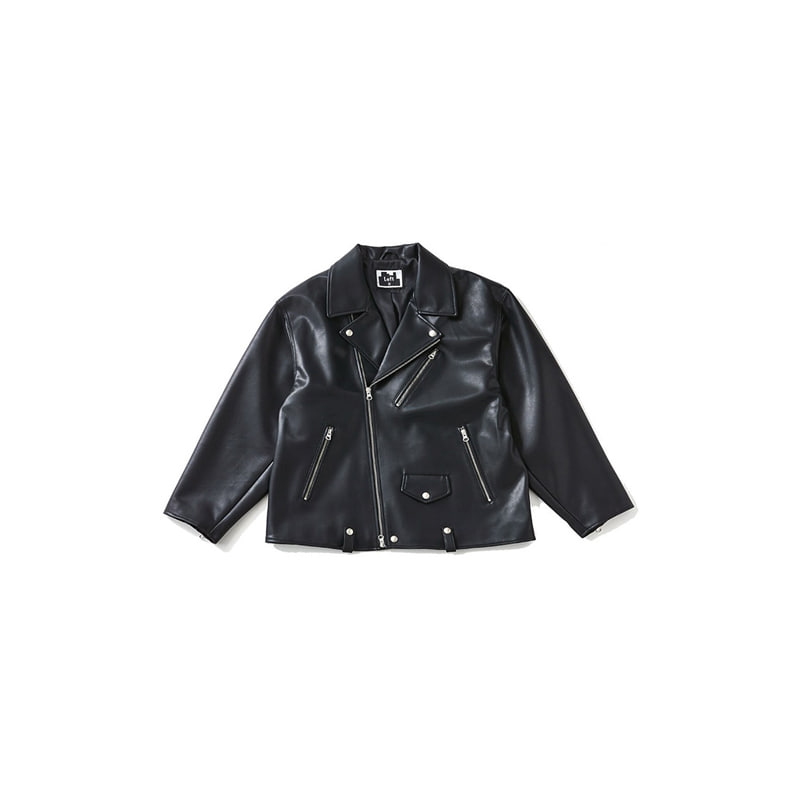 ECO LEATHER OVERFIT  DOUBLE RIDER JACKET (BLACK)