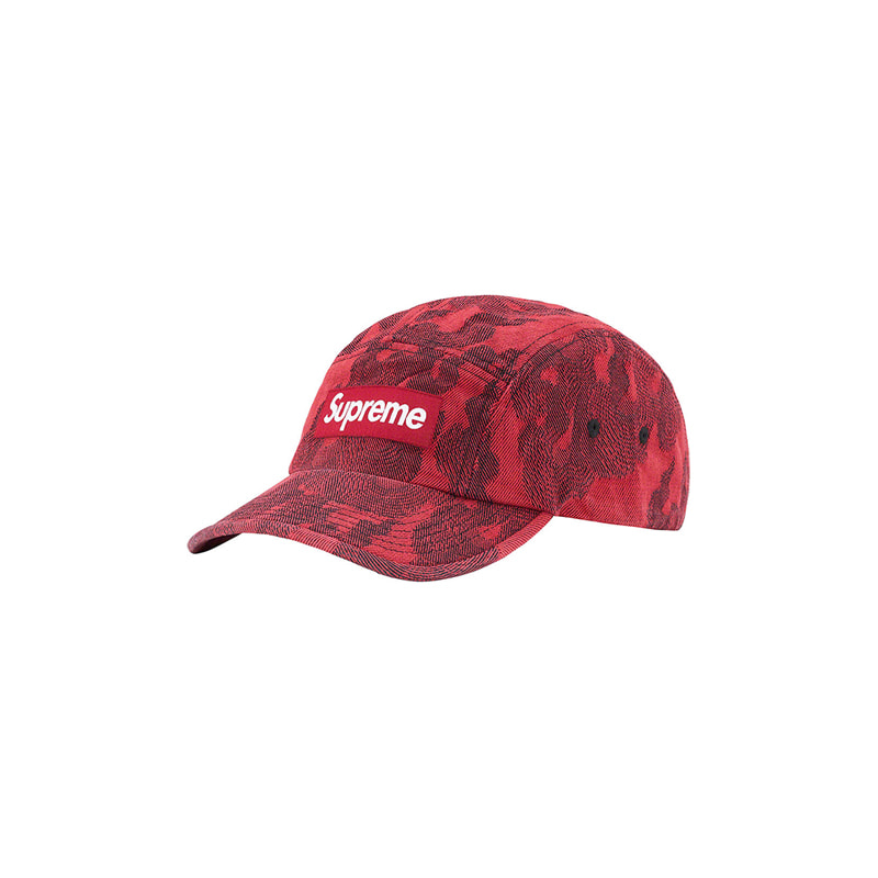FLAMES JACQUARD DENIM CAMP CAP (WASHED RED)