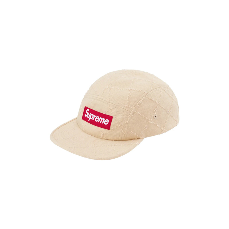 DIAMOND PUNCHED DENIM CAMP CAP ( DYED BEIGE)
